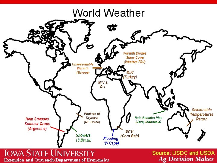 World Weather Source: USDC and USDA Extension and Outreach/Department of Economics 