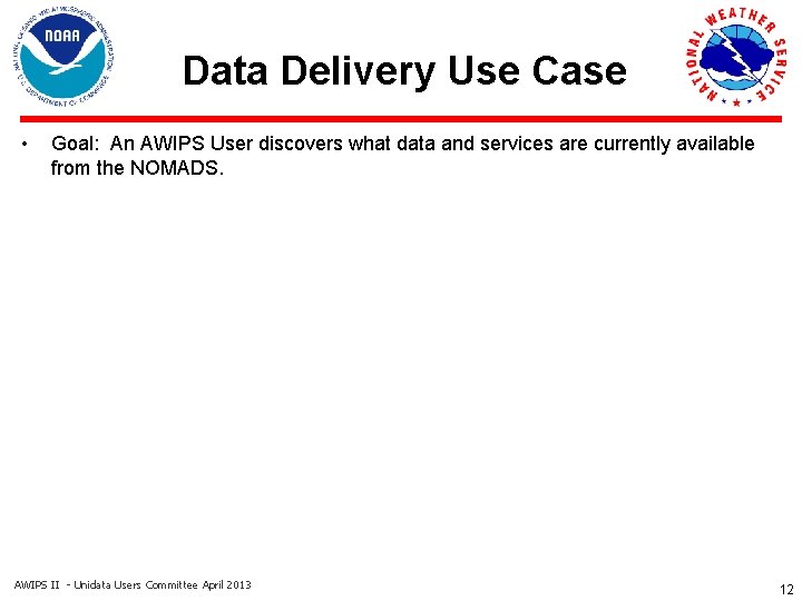 Data Delivery Use Case • Goal: An AWIPS User discovers what data and services