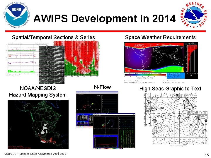 AWIPS Development in 2014 Spatial/Temporal Sections & Series NOAA/NESDIS Hazard Mapping System AWIPS II
