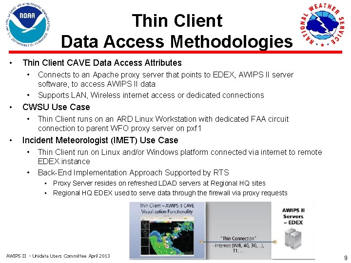 Thin Client Data Access Methodologies • Thin Client CAVE Data Access Attributes • •