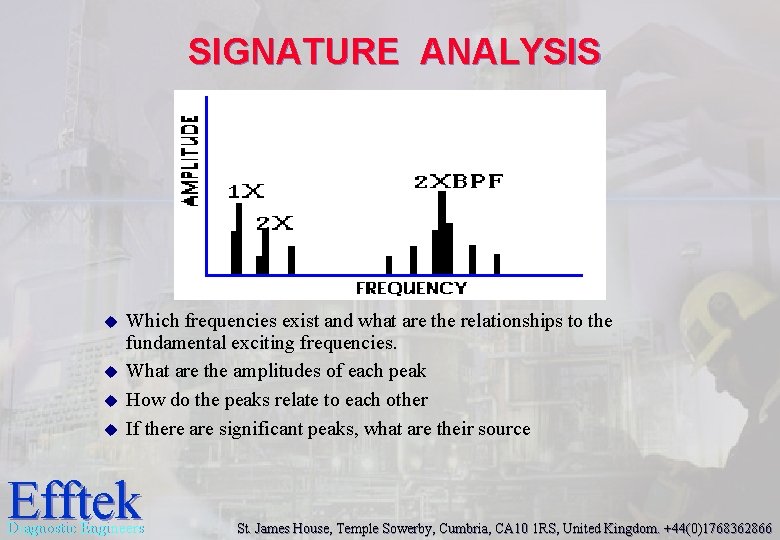 SIGNATURE ANALYSIS u u Which frequencies exist and what are the relationships to the SIGNATURE ANALYSIS u u Which frequencies exist and what are the relationships to the