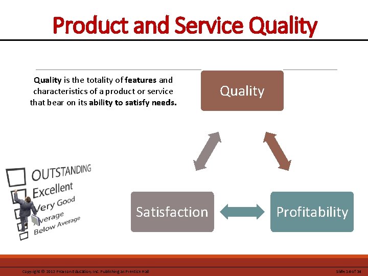 Product and Service Quality is the totality of features and characteristics of a product