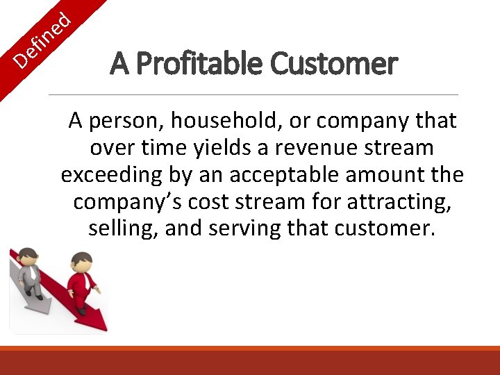 i f e D d e n A Profitable Customer A person, household, or