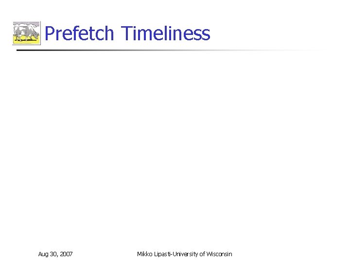 Prefetch Timeliness Aug 30, 2007 Mikko Lipasti-University of Wisconsin 