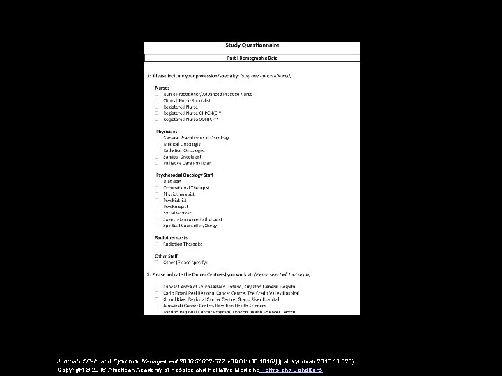 Journal of Pain and Symptom Management 2016 51662 -672. e 8 DOI: (10. 1016/j.