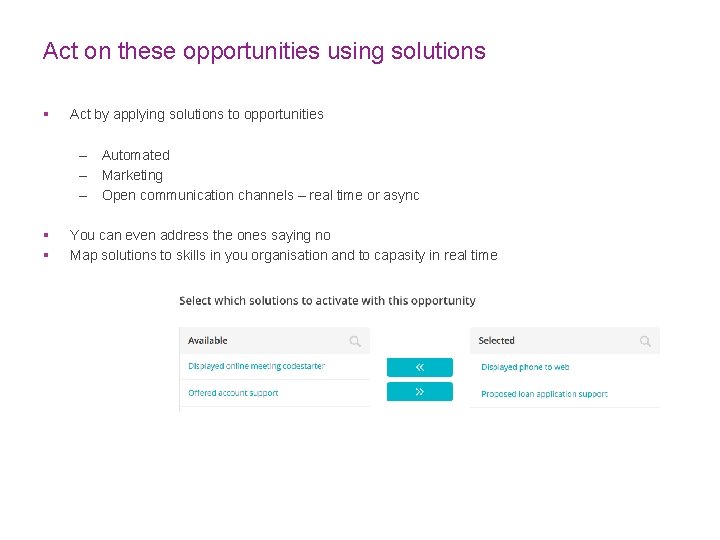 Act on these opportunities using solutions § Act by applying solutions to opportunities –