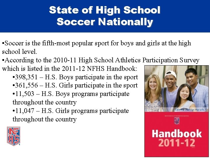 State of High School Soccer Nationally • Soccer is the fifth-most popular sport for