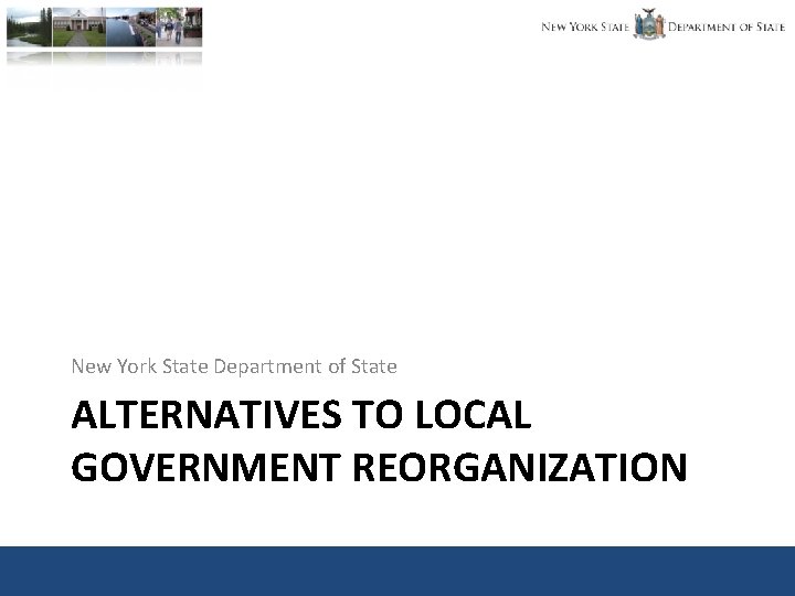 New York State Department of State ALTERNATIVES TO LOCAL GOVERNMENT REORGANIZATION 