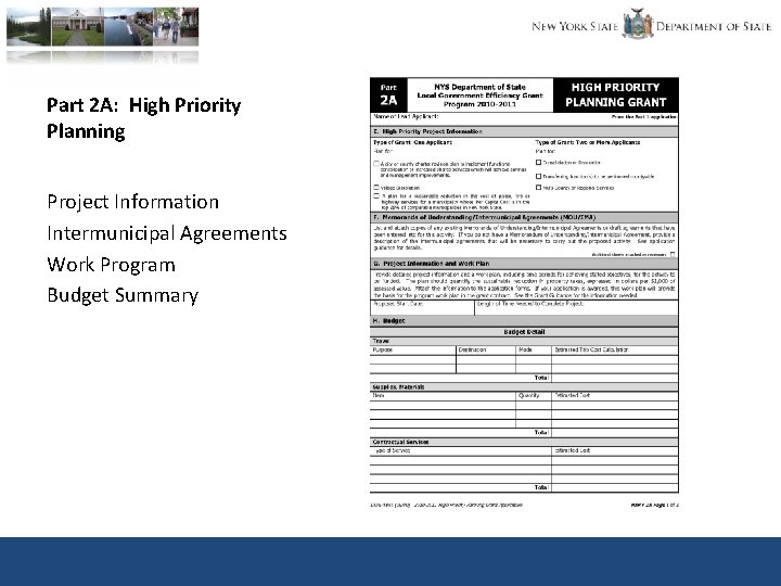 Part 2 A: High Priority Planning Project Information Intermunicipal Agreements Work Program Budget Summary