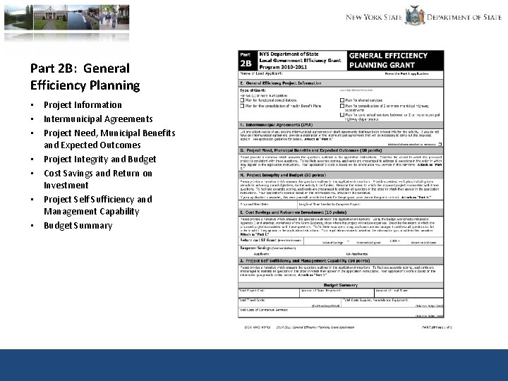 Part 2 B: General Efficiency Planning • Project Information • Intermunicipal Agreements • Project