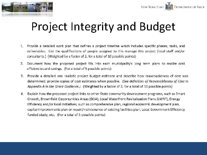 Project Integrity and Budget 