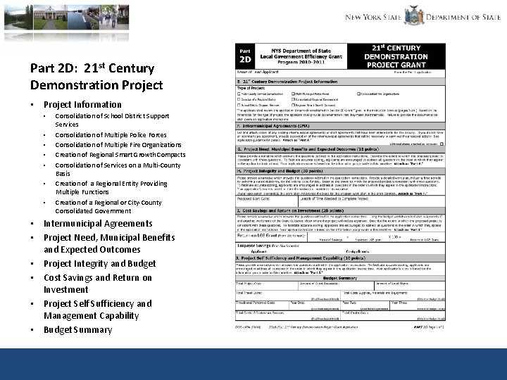 Part 2 D: 21 st Century Demonstration Project • Project Information • • Consolidation