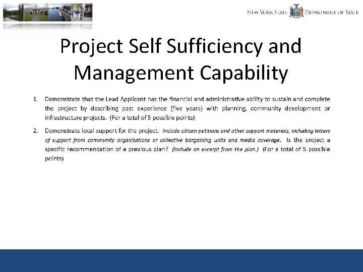 Project Self Sufficiency and Management Capability 