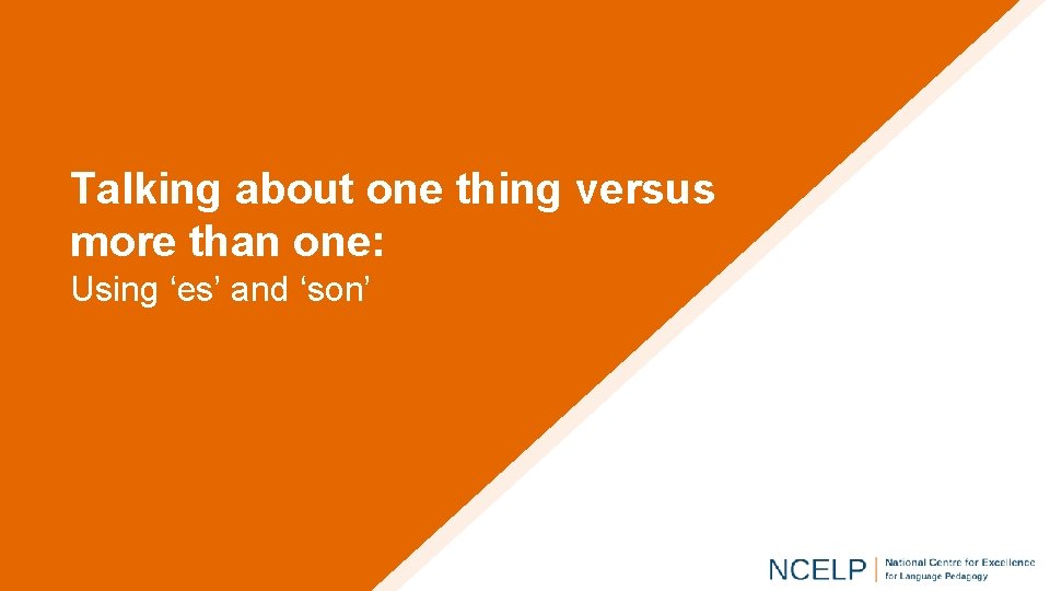 Talking about one thing versus more than one: Using ‘es’ and ‘son’ 