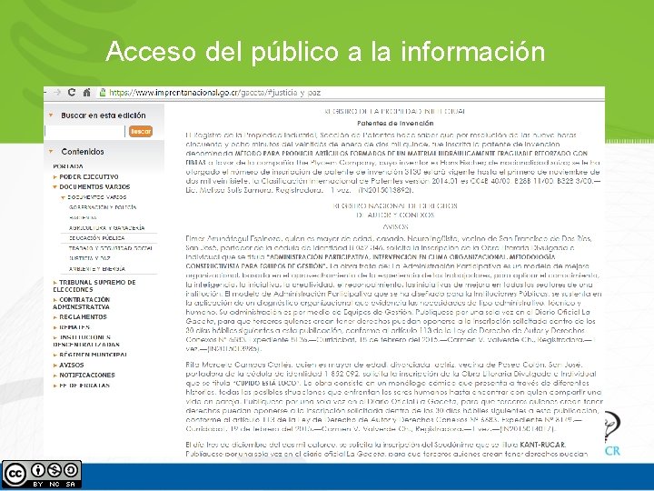 Acceso del público a la información Acceso del público a la información