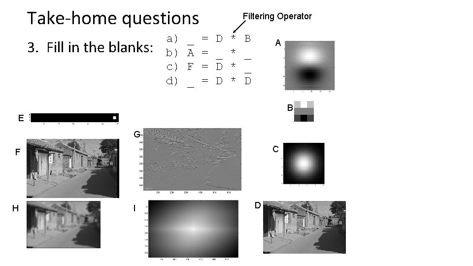 Take-home questions 3. Fill in the blanks: a) b) c) d) _ A F