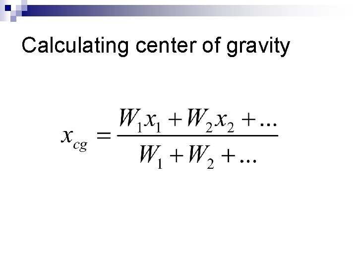 Calculating center of gravity 