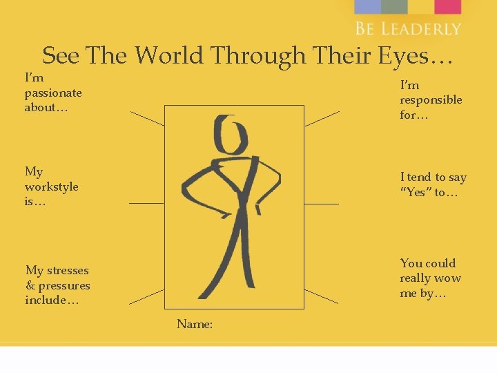 See The World Through Their Eyes… I’m passionate about… I’m responsible for… My workstyle