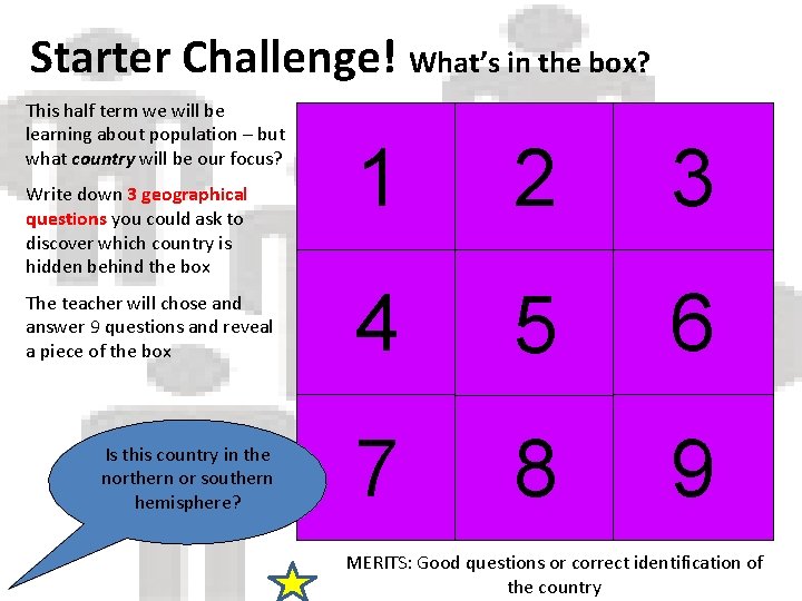 Starter Challenge! What’s in the box? This half term we will be learning about