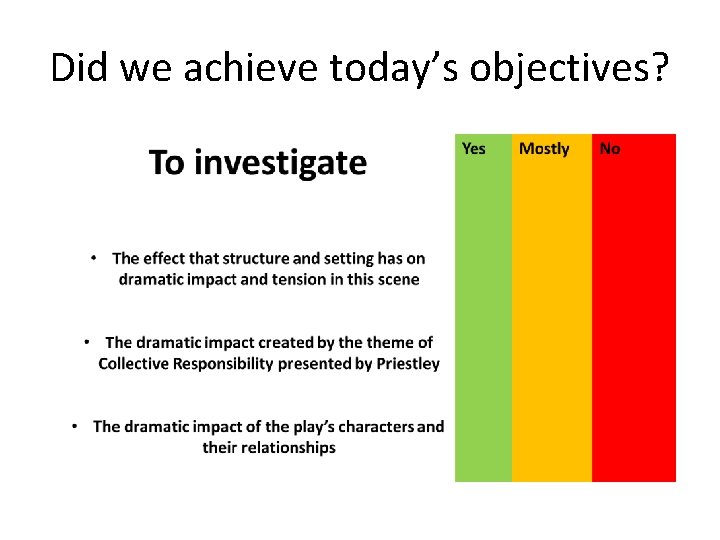 Did we achieve today’s objectives? 