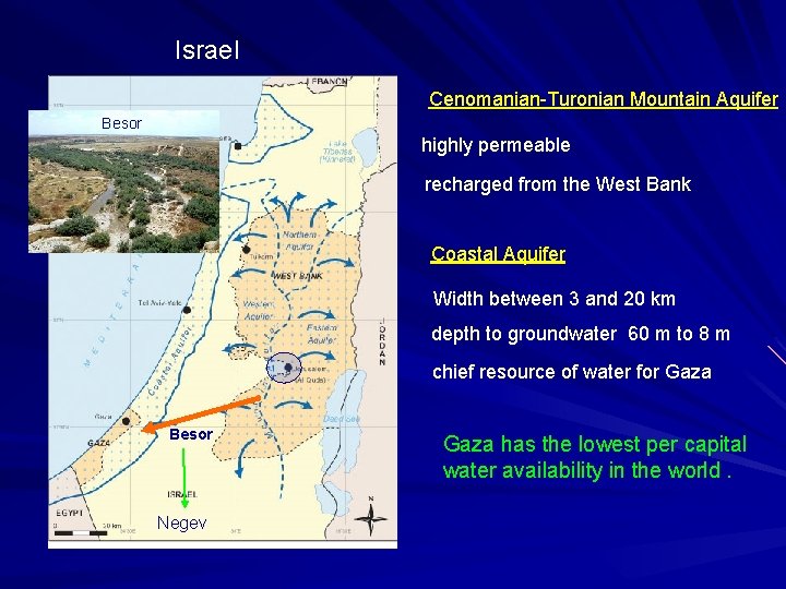 Israel Cenomanian-Turonian Mountain Aquifer Besor highly permeable recharged from the West Bank Coastal Aquifer