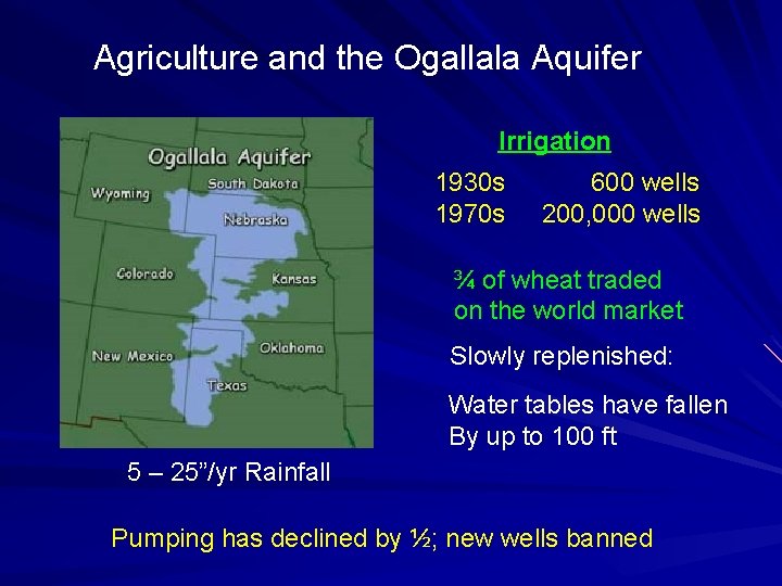 Agriculture and the Ogallala Aquifer Irrigation 1930 s 1970 s 600 wells 200, 000