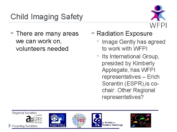 Child Imaging Safety There are many areas we can work on, volunteers needed Radiation