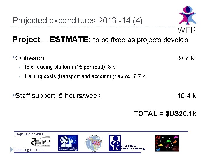 Projected expenditures 2013 -14 (4) Project – ESTMATE: to be fixed as projects develop