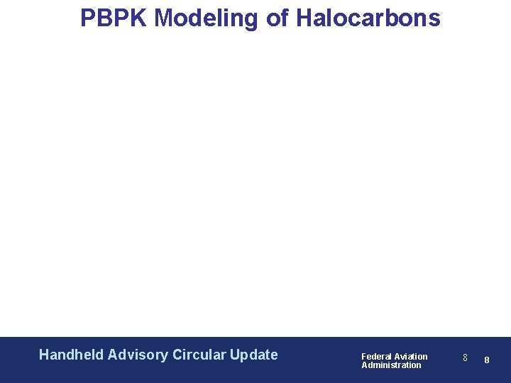 PBPK Modeling of Halocarbons Handheld Advisory Circular Update Federal Aviation Administration 8 8 