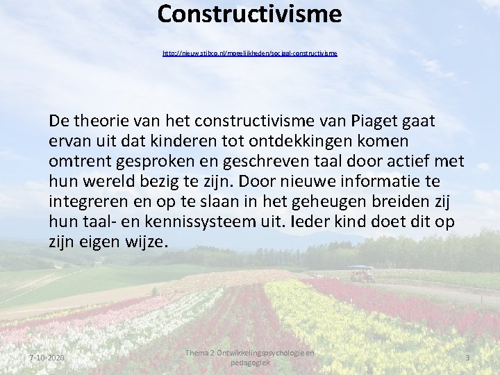 Constructivisme http: //nieuw. stibco. nl/mogelijkheden/sociaal-constructivisme De theorie van het constructivisme van Piaget gaat ervan