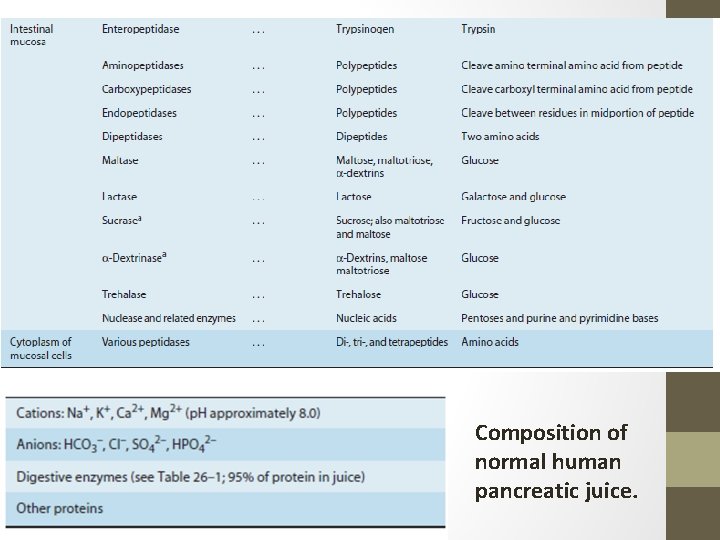 Composition of normal human pancreatic juice. 