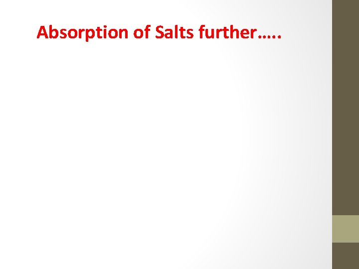 Absorption of Salts further…. . 