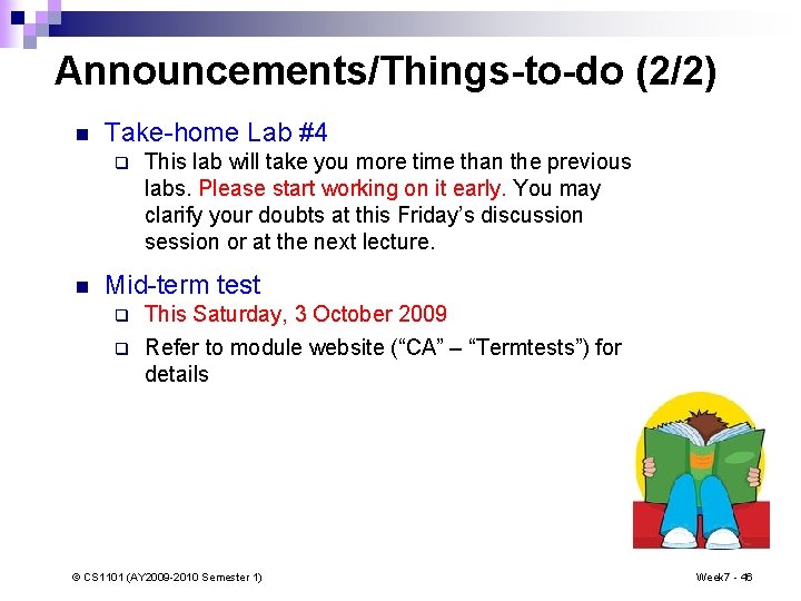 Announcements/Things-to-do (2/2) n Take-home Lab #4 q n This lab will take you more