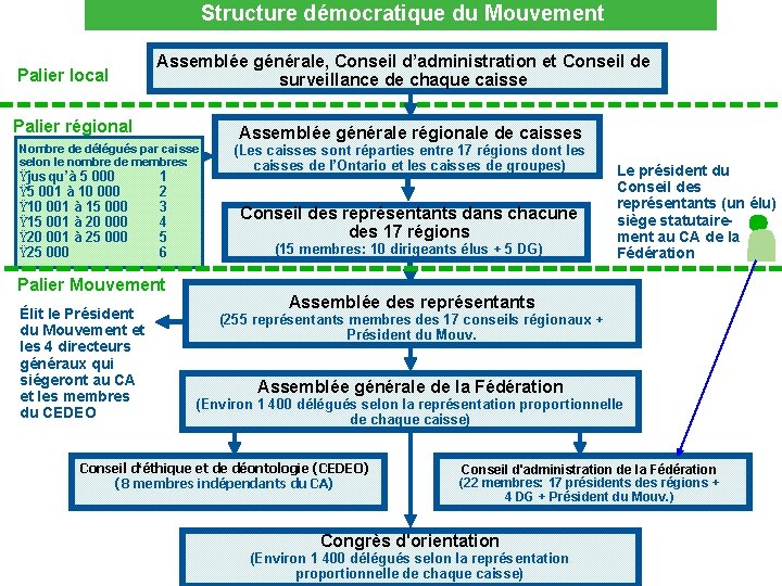 Structure démocratique du Mouvement Palier local Assemblée générale, Conseil d’administration et Conseil de surveillance