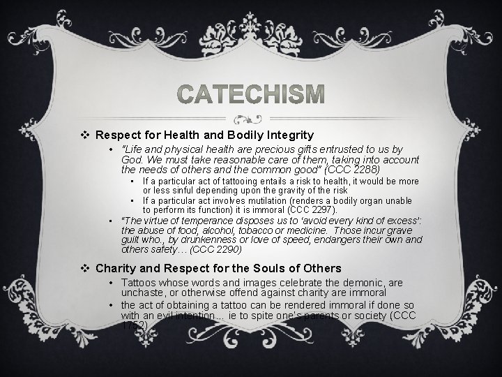 v Respect for Health and Bodily Integrity • "Life and physical health are precious v Respect for Health and Bodily Integrity • "Life and physical health are precious