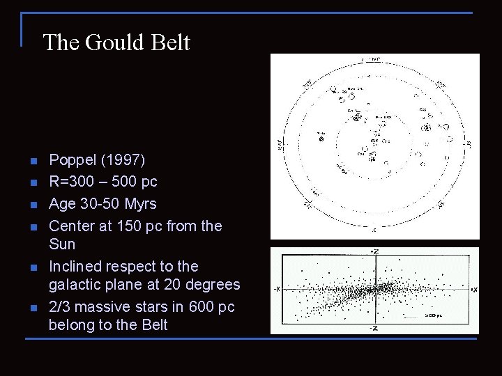 The Gould Belt n n n Poppel (1997) R=300 – 500 pc Age 30