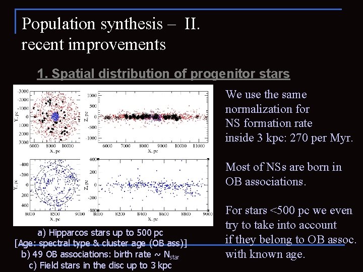 Population synthesis – II. recent improvements 1. Spatial distribution of progenitor stars We use