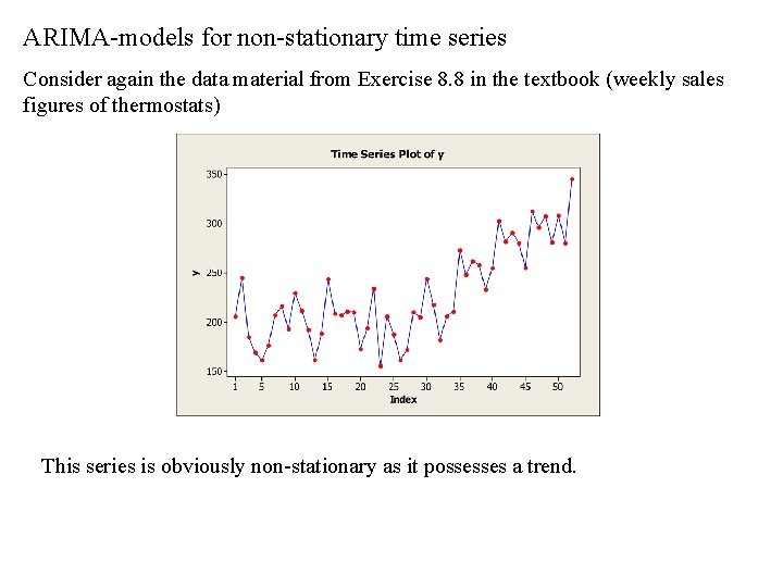 ARIMA-models for non-stationary time series Consider again the data material from Exercise 8. 8