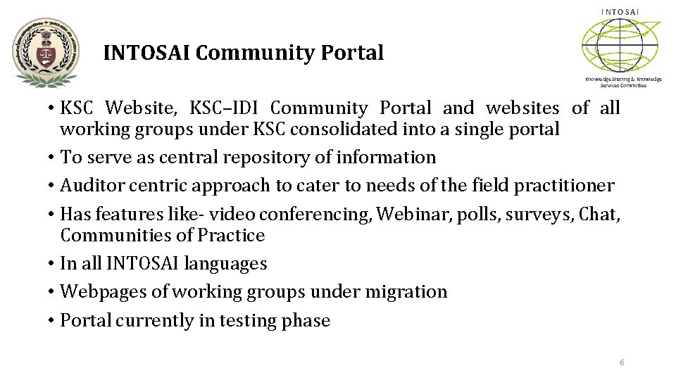 INTOSAI Community Portal Knowledge Sharing & Knowledge Services Committee • KSC Website, KSC–IDI Community