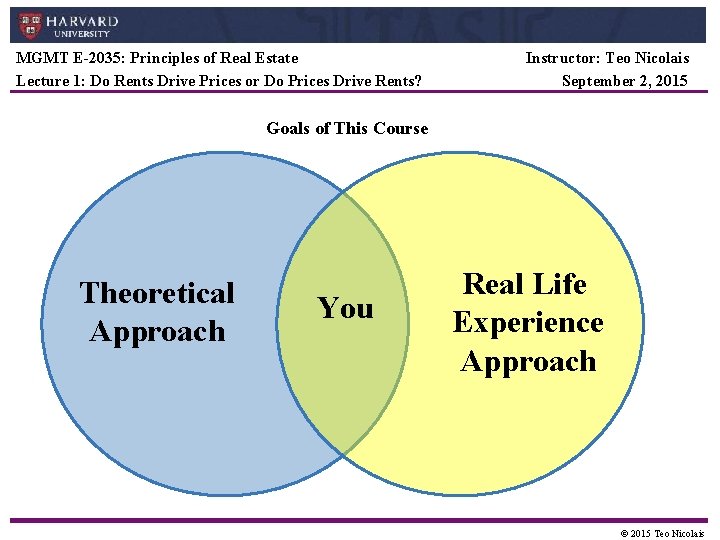 MGMT E-2035: Principles of Real Estate Lecture 1: Do Rents Drive Prices or Do