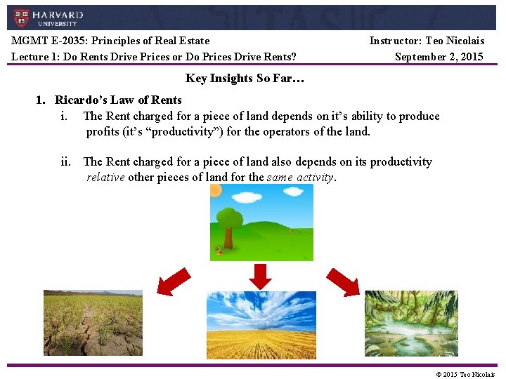 MGMT E-2035: Principles of Real Estate Lecture 1: Do Rents Drive Prices or Do