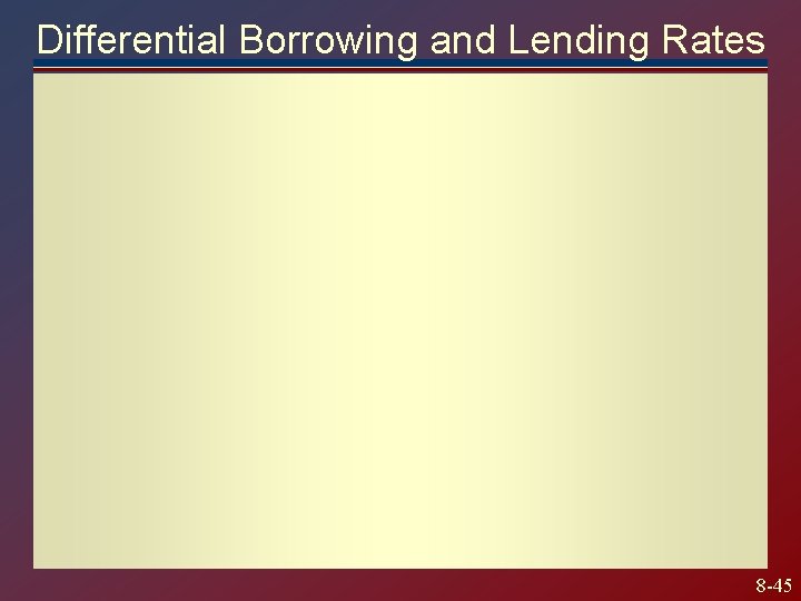 Differential Borrowing and Lending Rates 8 -45 