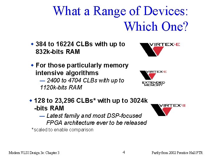What a Range of Devices: Which One? w 384 to 16224 CLBs with up What a Range of Devices: Which One? w 384 to 16224 CLBs with up