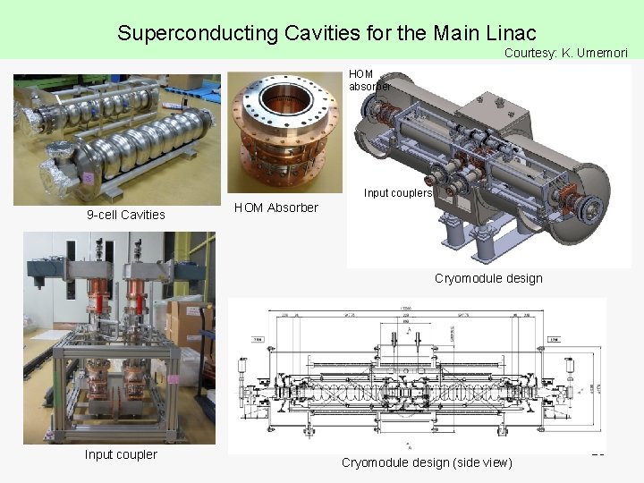 Superconducting Cavities for the Main Linac Courtesy: K. Umemori HOM absorber Input couplers 9