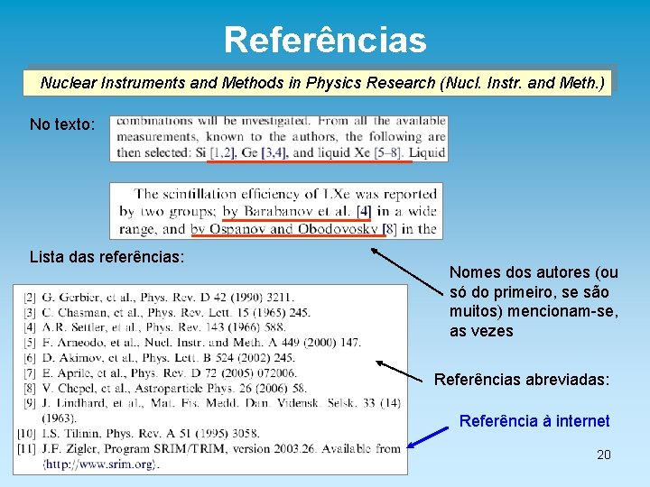 Referências Nuclear Instruments and Methods in Physics Research (Nucl. Instr. and Meth. ) No