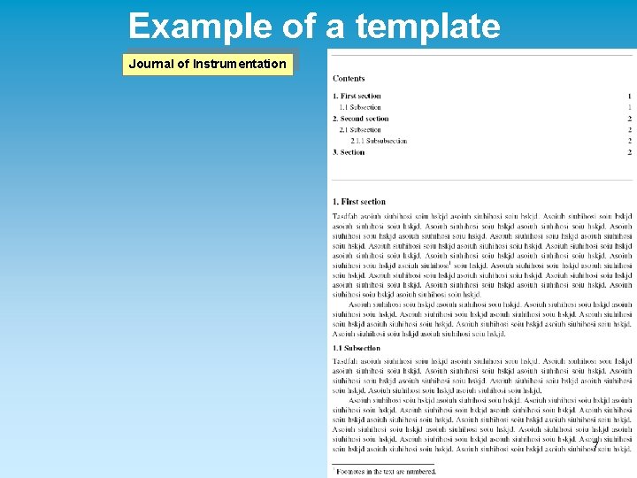 Example of a template Journal of Instrumentation 7 