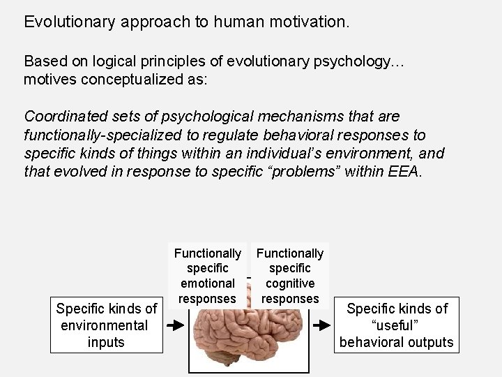 Evolutionary approach to human motivation. Based on logical principles of evolutionary psychology… motives conceptualized