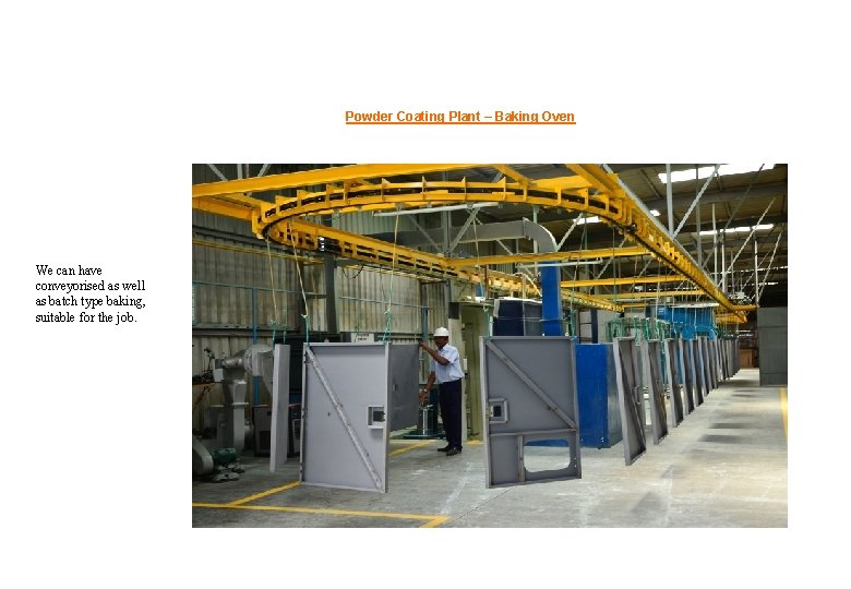 Powder Coating Plant – Baking Oven We can have conveyorised as well as batch