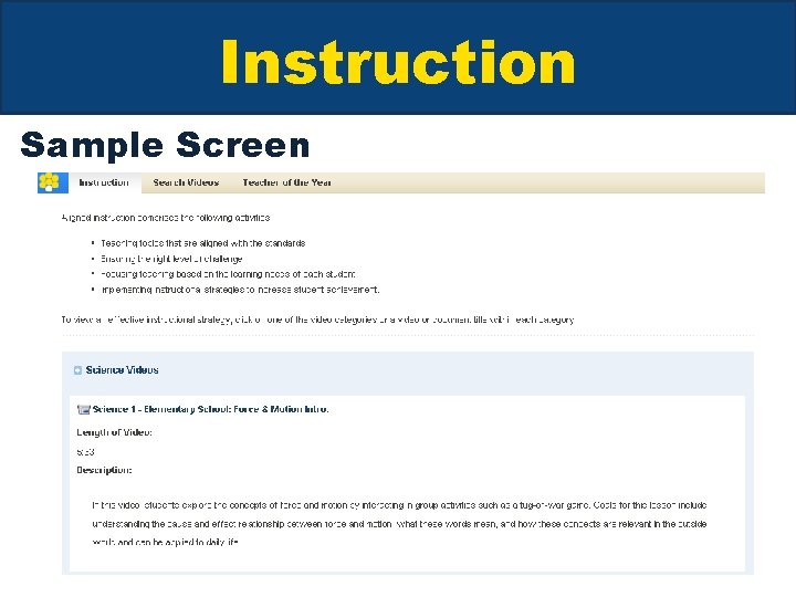Instruction Sample Screen 