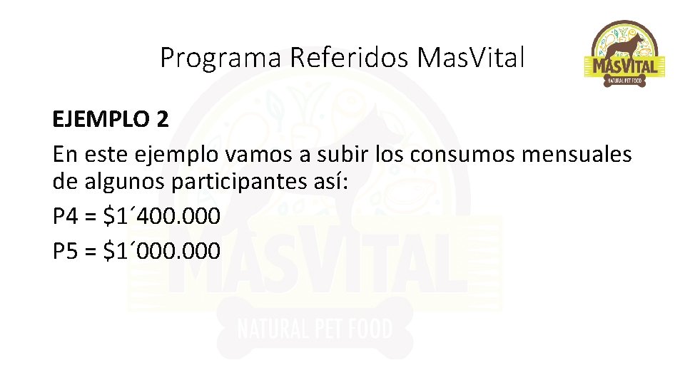 Programa Referidos Mas. Vital EJEMPLO 2 En este ejemplo vamos a subir los consumos